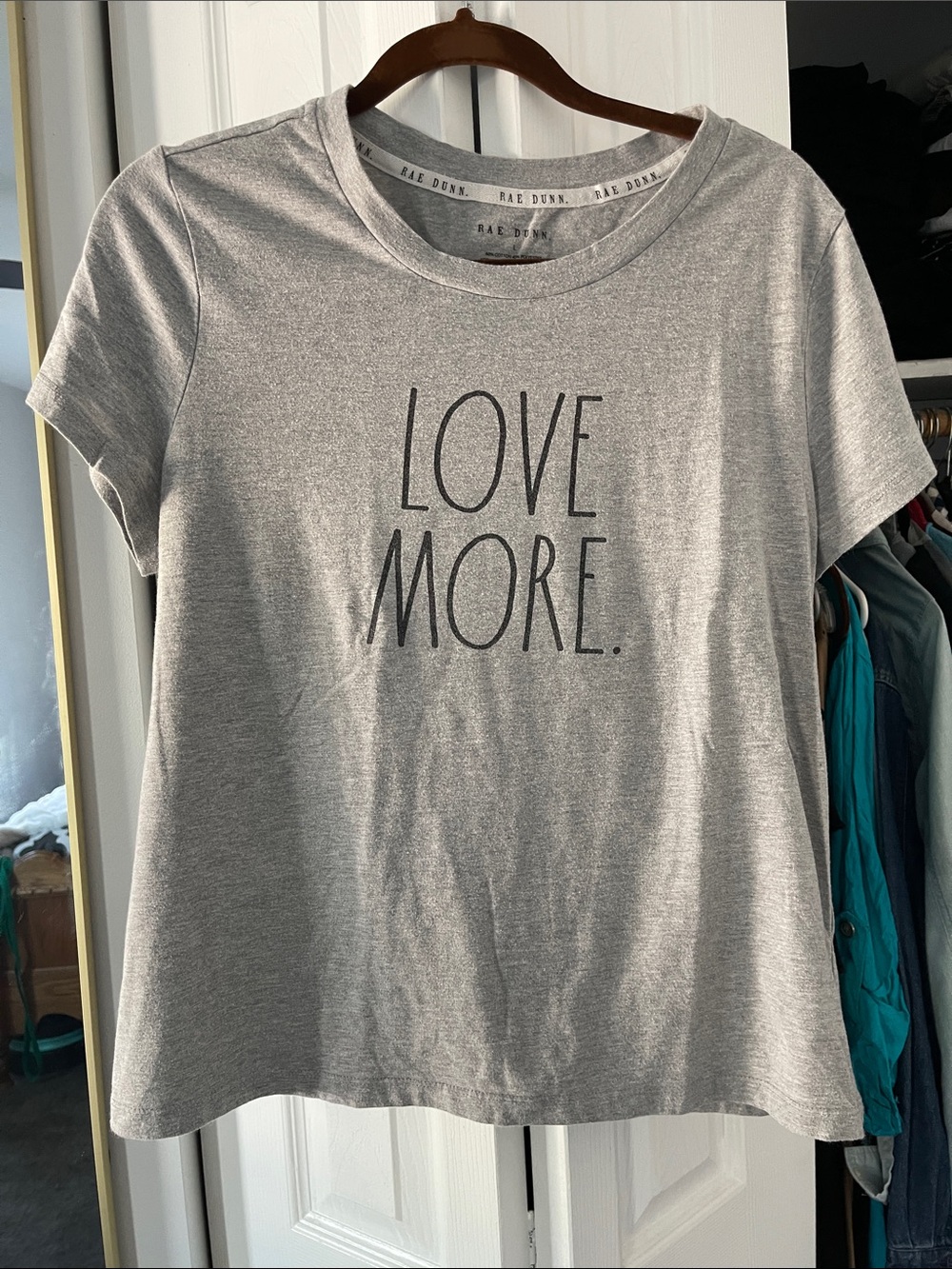 Rae Dunn Grey 'LOVE MORE.' Graphic Short Sleeve Tee